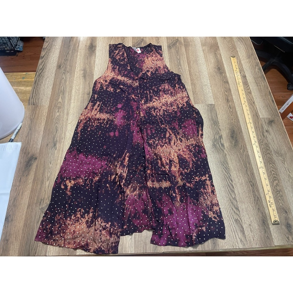 Red's Threads Shirt, Women's Small/Medium, Black Purple, Button Up Sleeveless